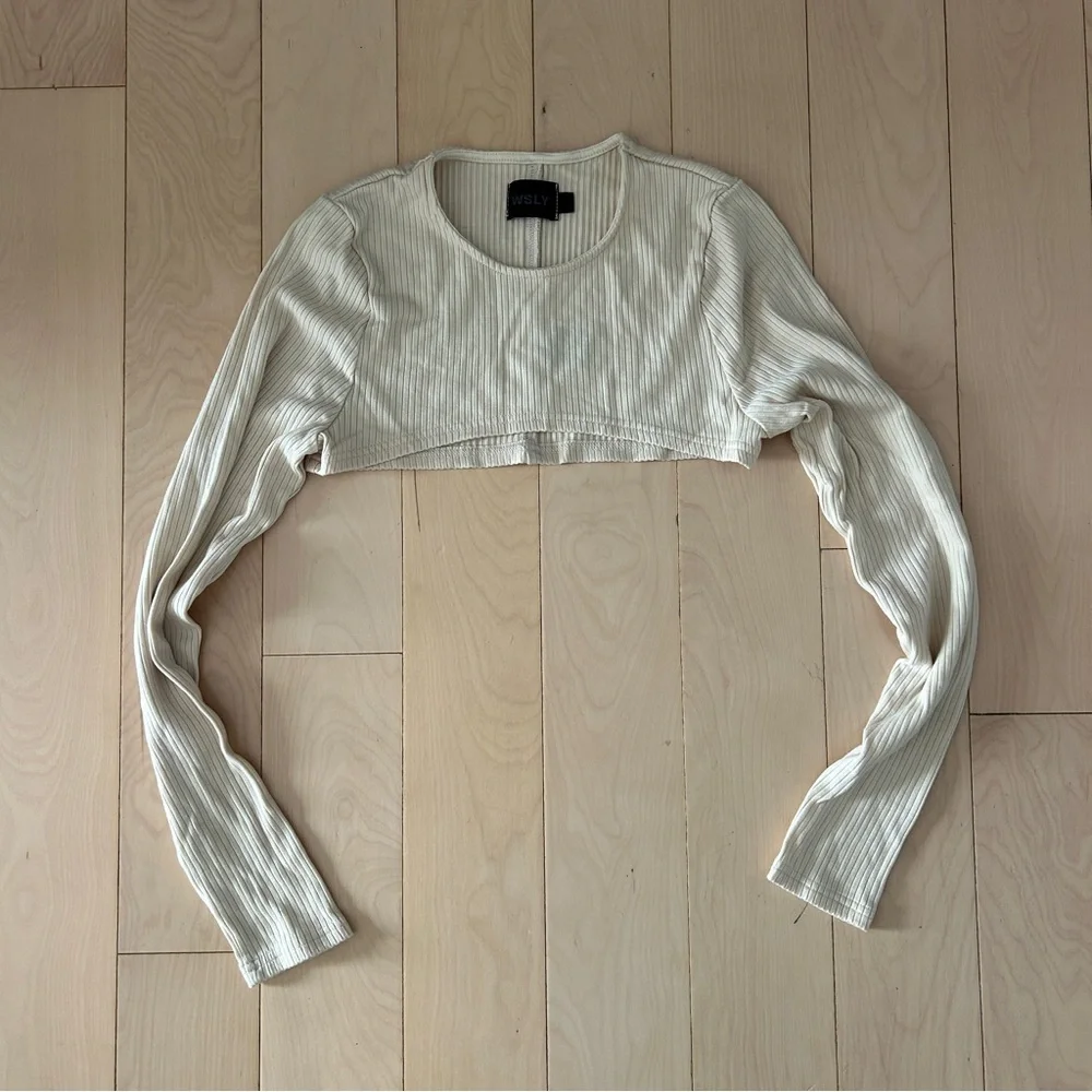 WESLEY Essex Ribbed Long Sleeve Shrug Cream - Picture 1 of 2